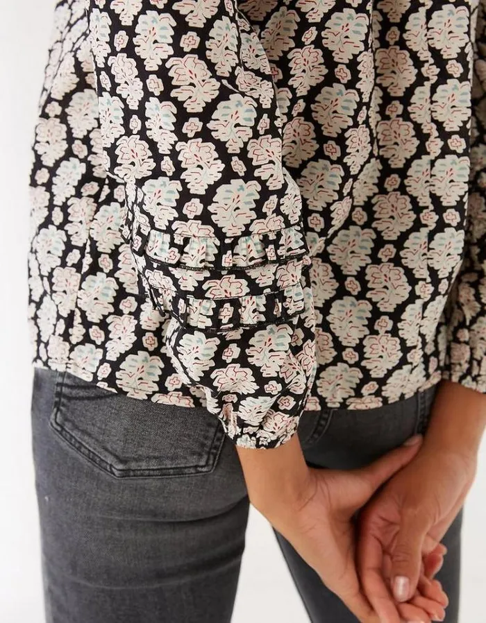Women FatFace Women039s Sale Bude Artisan Woodblock Blouse Black