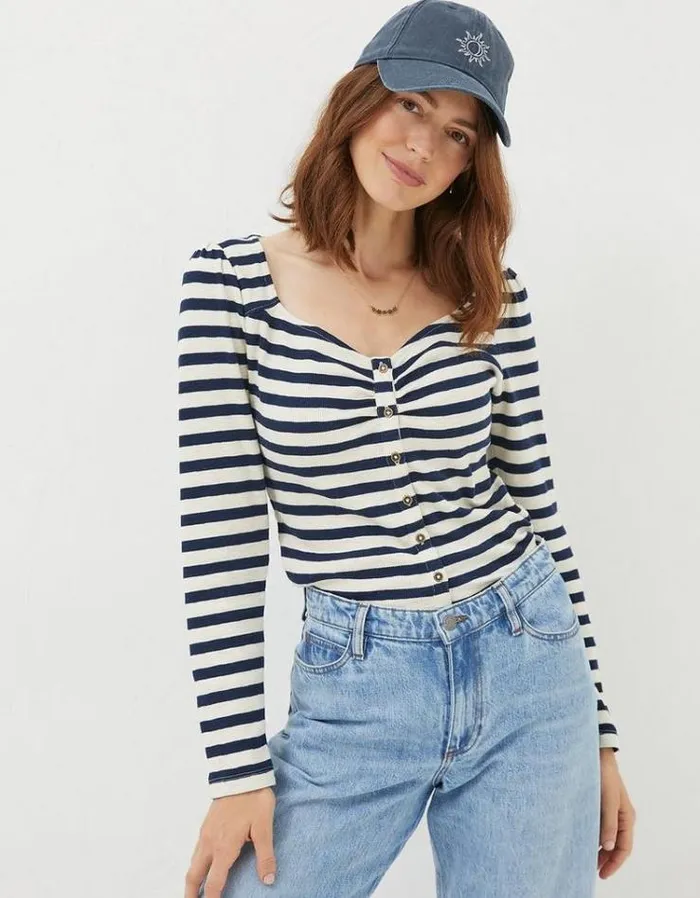 Women FatFace Women039s Sale Carly Stripe Top Navy