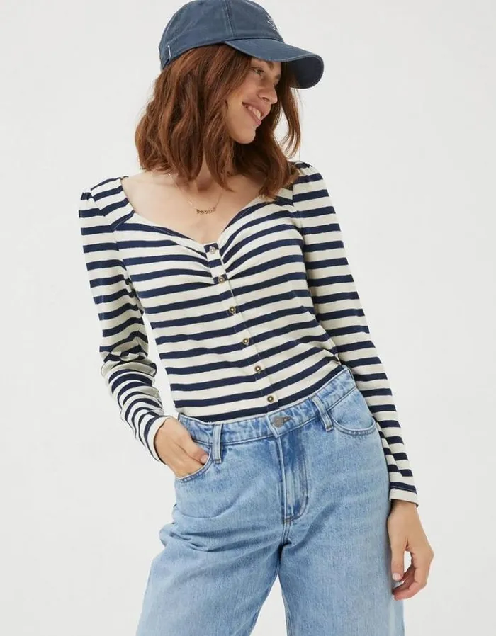 Women FatFace Women039s Sale Carly Stripe Top Navy