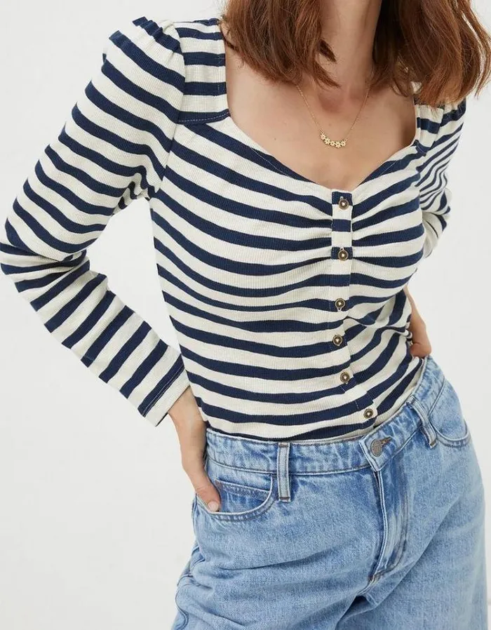 Women FatFace Women039s Sale Carly Stripe Top Navy
