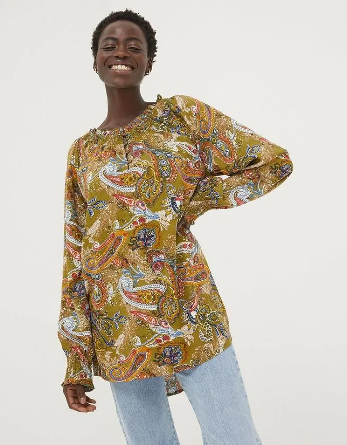 Women FatFace Women039s Sale Danni Prairie Paisley Tunic Light Olive