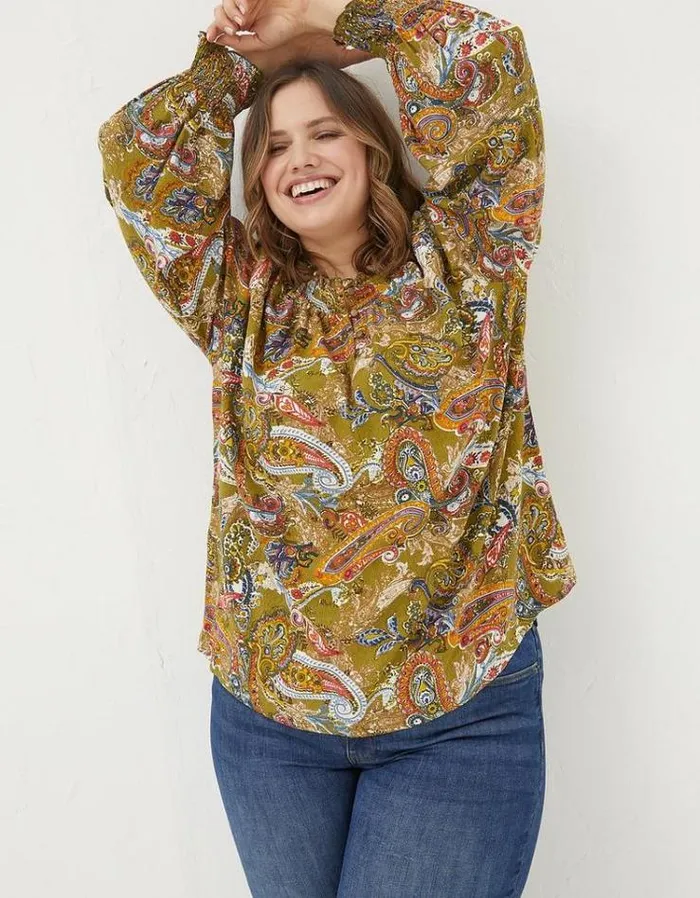 Women FatFace Women039s Sale Danni Prairie Paisley Tunic Light Olive