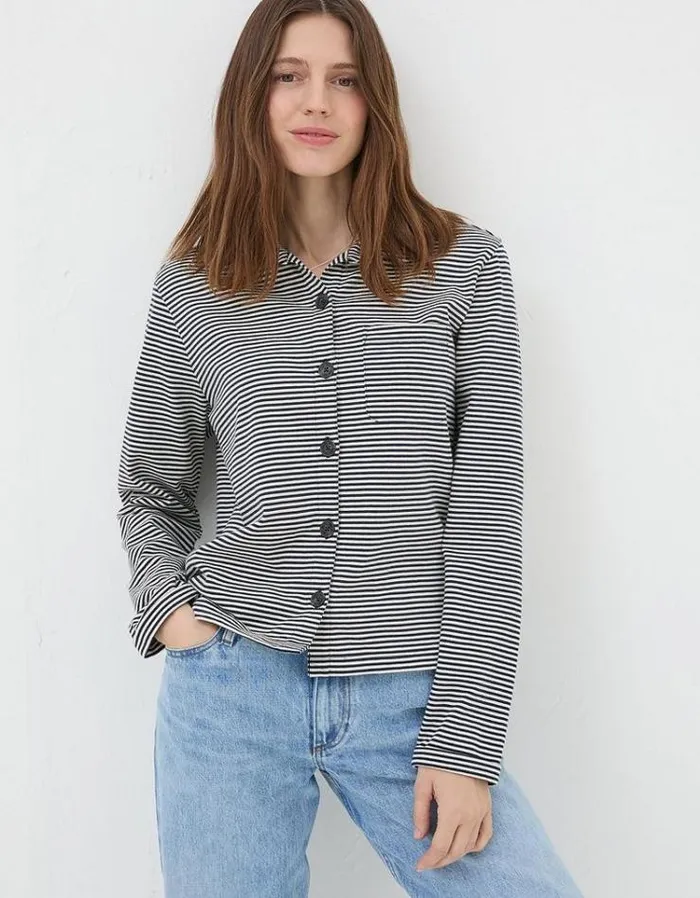 Women FatFace Women039s Sale Jess Stripe Jersey Shirt Navy