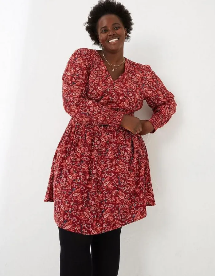 Women FatFace Women039s Sale Kielder Floral Craft Dress Dark Red