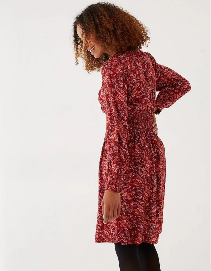 Women FatFace Women039s Sale Kielder Floral Craft Dress Dark Red