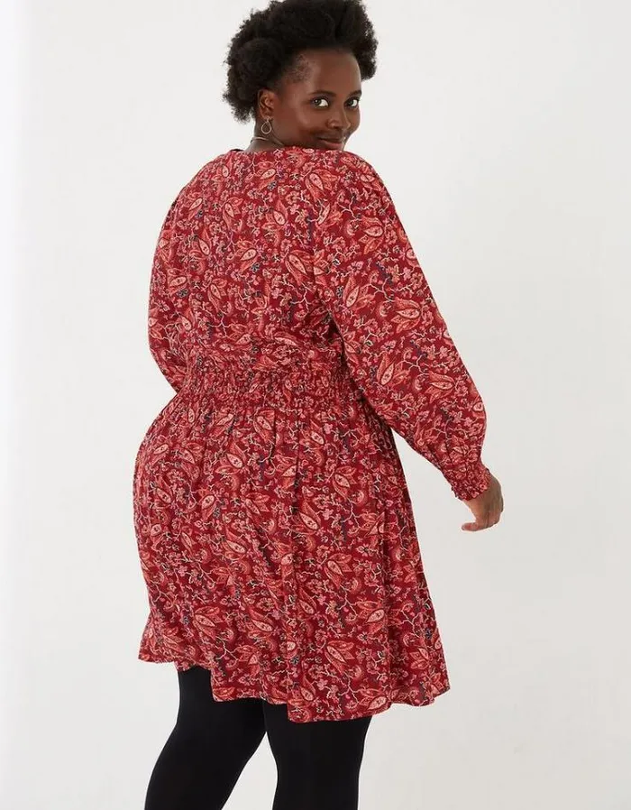 Women FatFace Women039s Sale Kielder Floral Craft Dress Dark Red