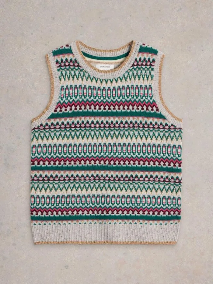 Women FAY SPARKLE WOOL FAIRISLE TANK Grey Multi White Stuff Knitwear Women FAY SPARKLE WOOL FAIRISLE TANK Grey Multi White Stuff Knitwear
