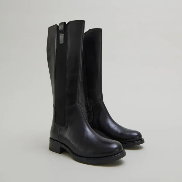 Women Flat Boots With Round Toes Black JONAK Boots Thighhigh Boots
