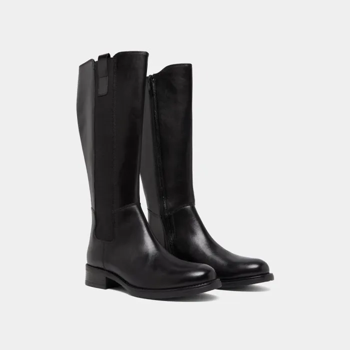 Women Flat Boots With Round Toes Black JONAK Boots Thighhigh Boots
