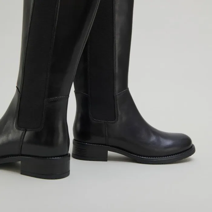 Women Flat Boots With Round Toes Black JONAK Boots Thighhigh Boots