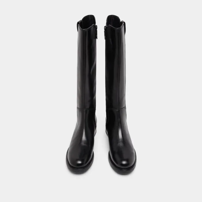 Women Flat Boots With Round Toes Black JONAK Boots Thighhigh Boots