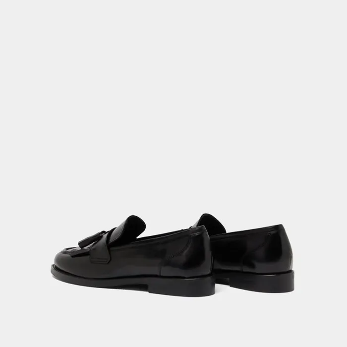 Women Flat Heel Loafers With Tassels Black JONAK Loafers