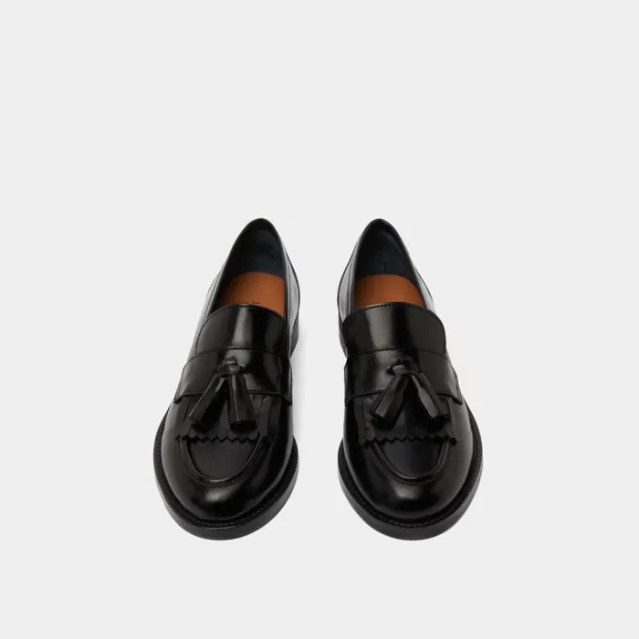 Women Flat Heel Loafers With Tassels Black JONAK Loafers