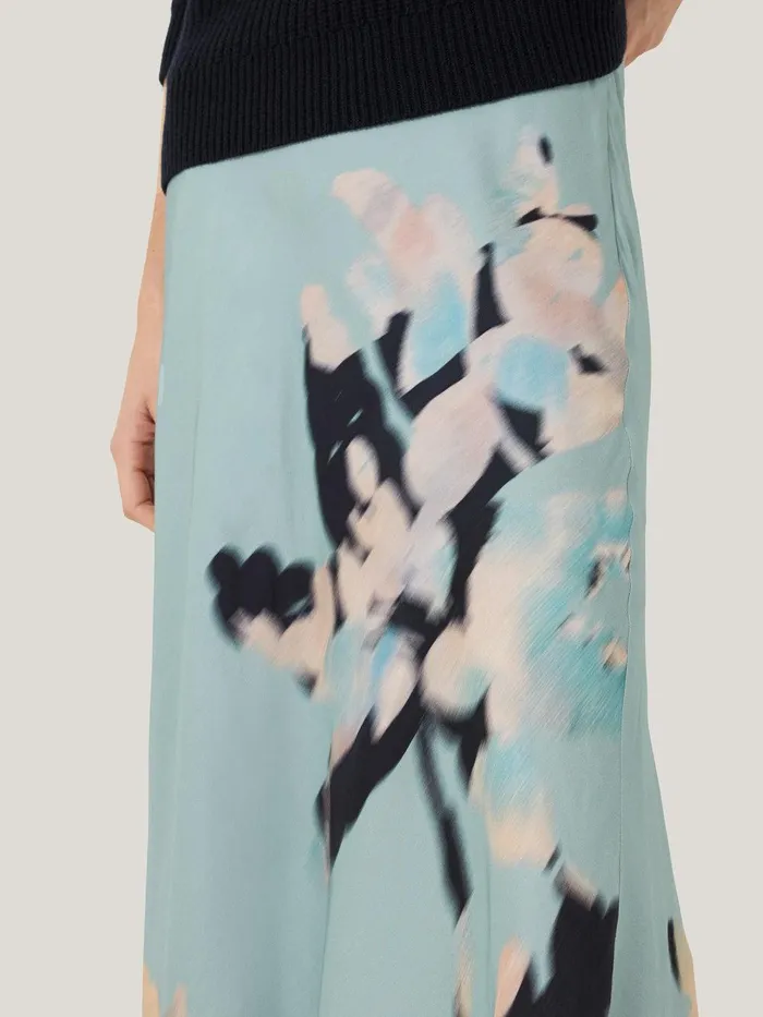 Women Floral Drift Silk Blend Skirt Blue Jigsaw Skirts