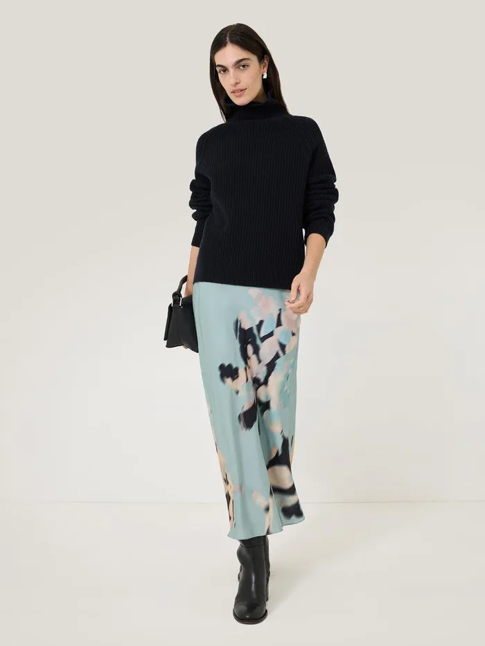 Women Floral Drift Silk Blend Skirt Blue Jigsaw Skirts