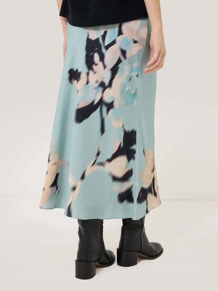 Women Floral Drift Silk Blend Skirt Blue Jigsaw Skirts