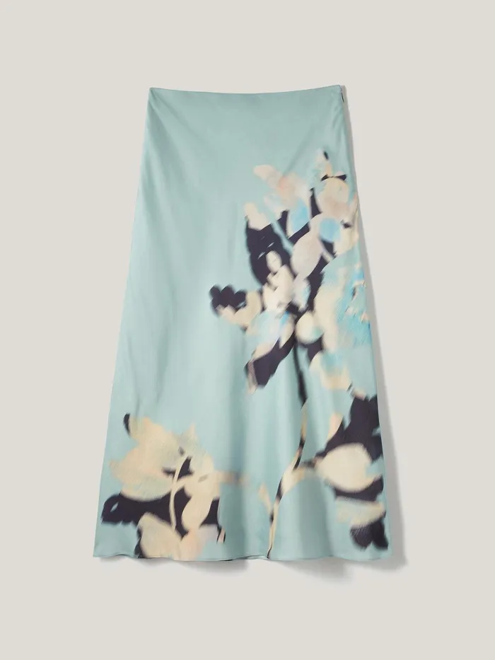 Women Floral Drift Silk Blend Skirt Blue Jigsaw Skirts