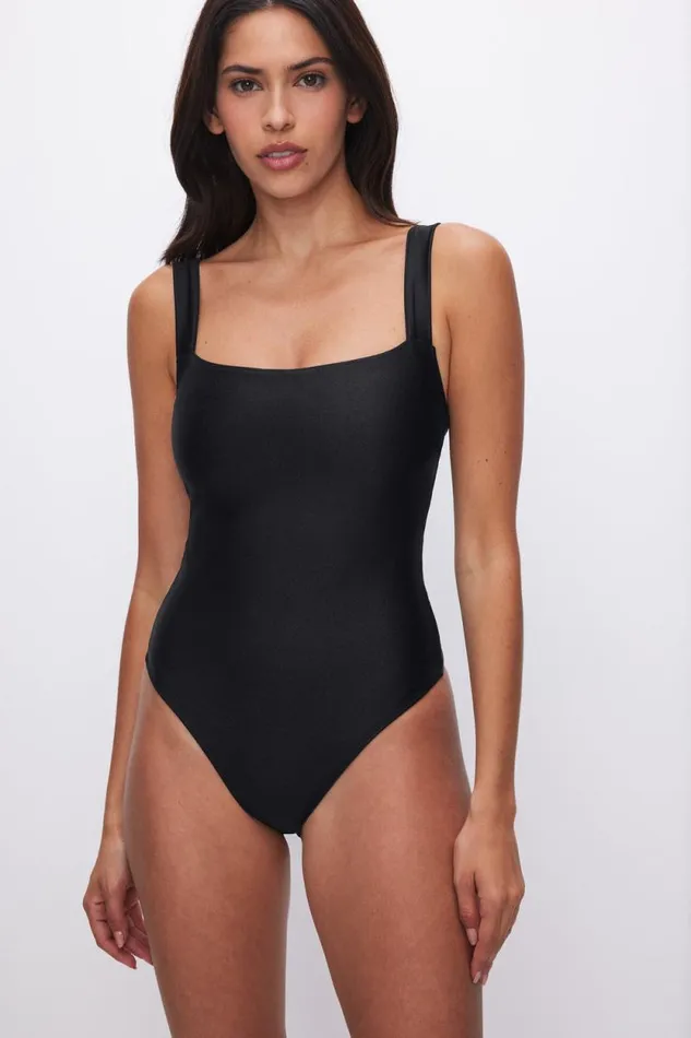 Women GOOD AMERICAN Bodysuits COMPRESSION SHINEBODYSUIT Black001