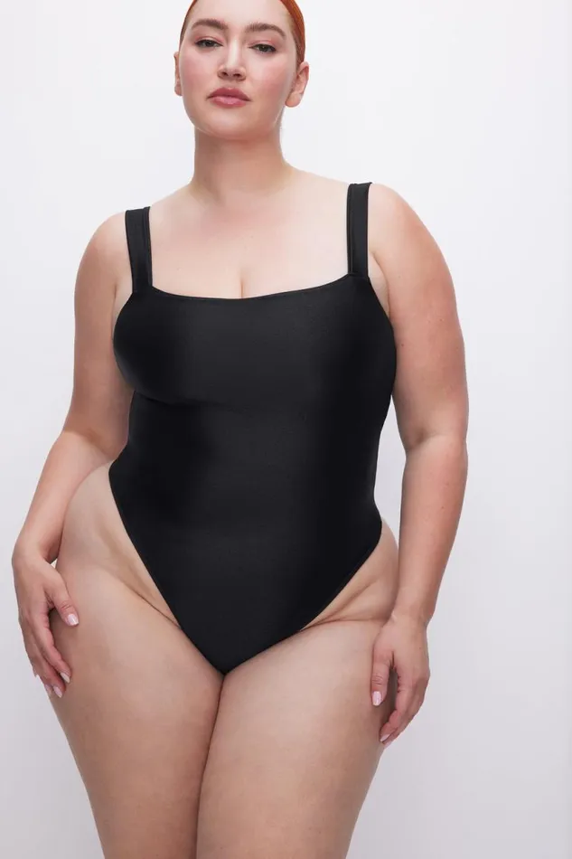 Women GOOD AMERICAN Bodysuits COMPRESSION SHINEBODYSUIT Black001