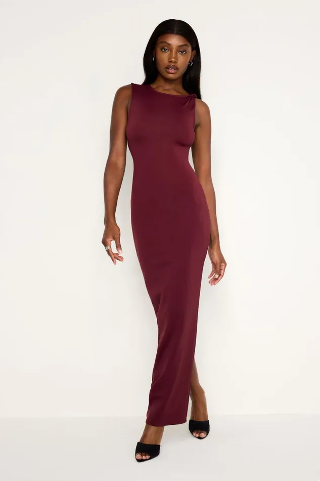 Women GOOD AMERICAN Dresses SCUBA TANK MAXIDRESS Oxblood002