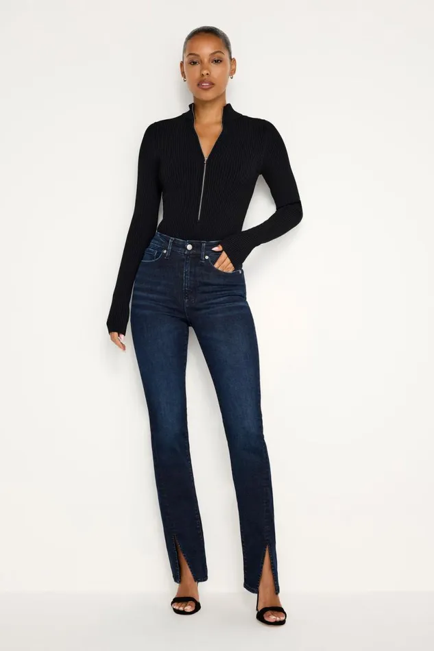 Women GOOD AMERICAN Jeans ALWAYS FITS GOOD CLASSIC SLIM STRAIGHTJEANS Indigo688