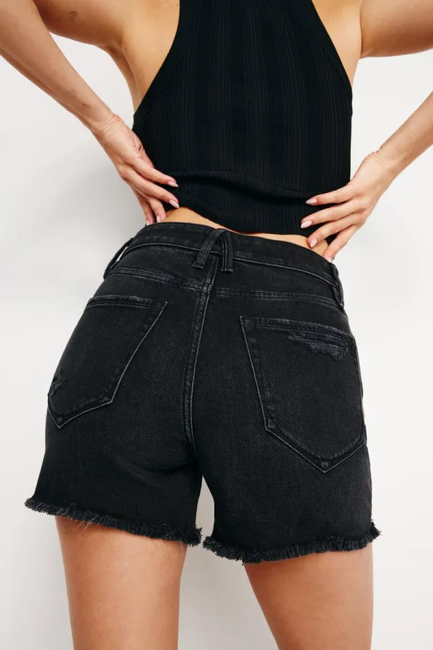 Women GOOD AMERICAN Jeans BOMBSHELLSHORTS Black333