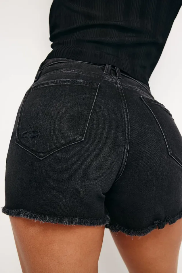Women GOOD AMERICAN Jeans BOMBSHELLSHORTS Black333