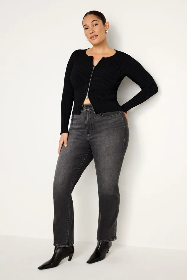 Women GOOD AMERICAN Jeans GOOD LEGS STRAIGHT LIGHT COMPRESSIONJEANS Black266