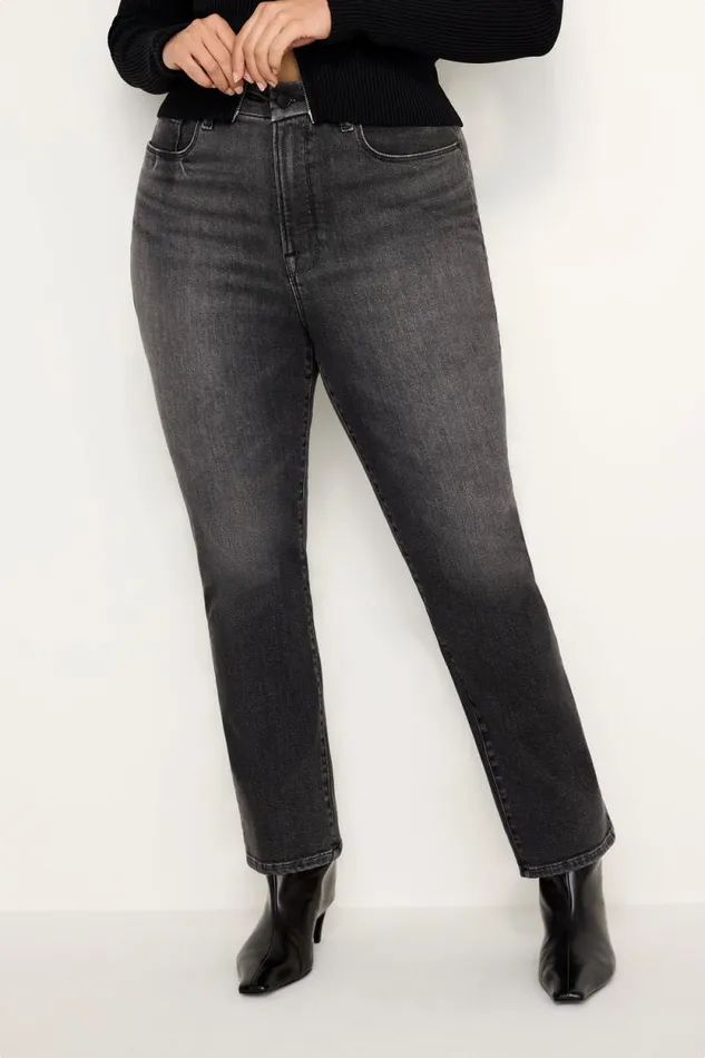 Women GOOD AMERICAN Jeans GOOD LEGS STRAIGHT LIGHT COMPRESSIONJEANS Black266