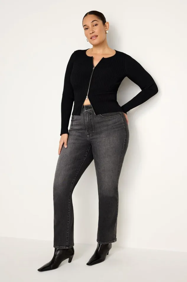 Women GOOD AMERICAN Jeans GOOD LEGS STRAIGHT LIGHT COMPRESSIONJEANS Black266