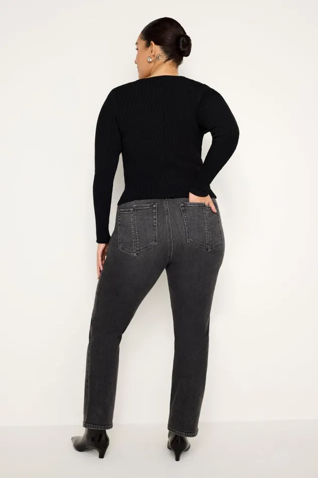 Women GOOD AMERICAN Jeans GOOD LEGS STRAIGHT LIGHT COMPRESSIONJEANS Black266
