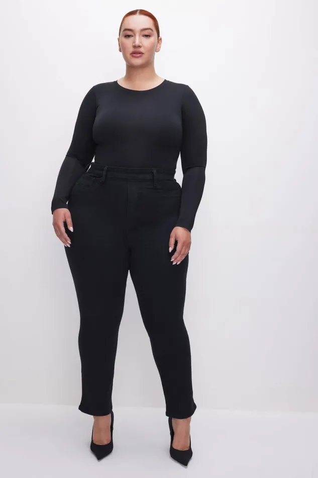 Women GOOD AMERICAN Jeans POWER STRETCH PULLON STRAIGHTJEANS Black001