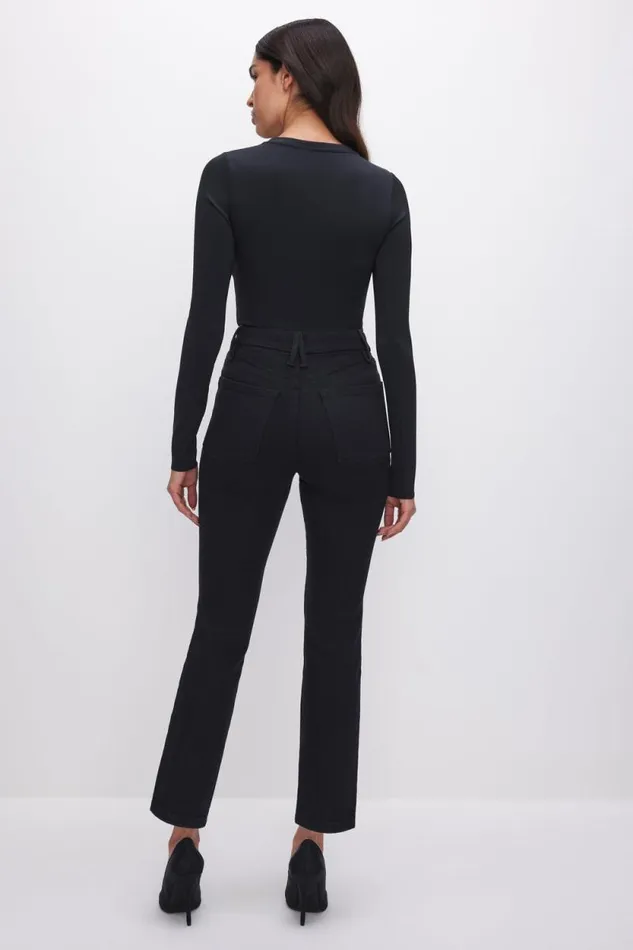 Women GOOD AMERICAN Jeans POWER STRETCH PULLON STRAIGHTJEANS Black001