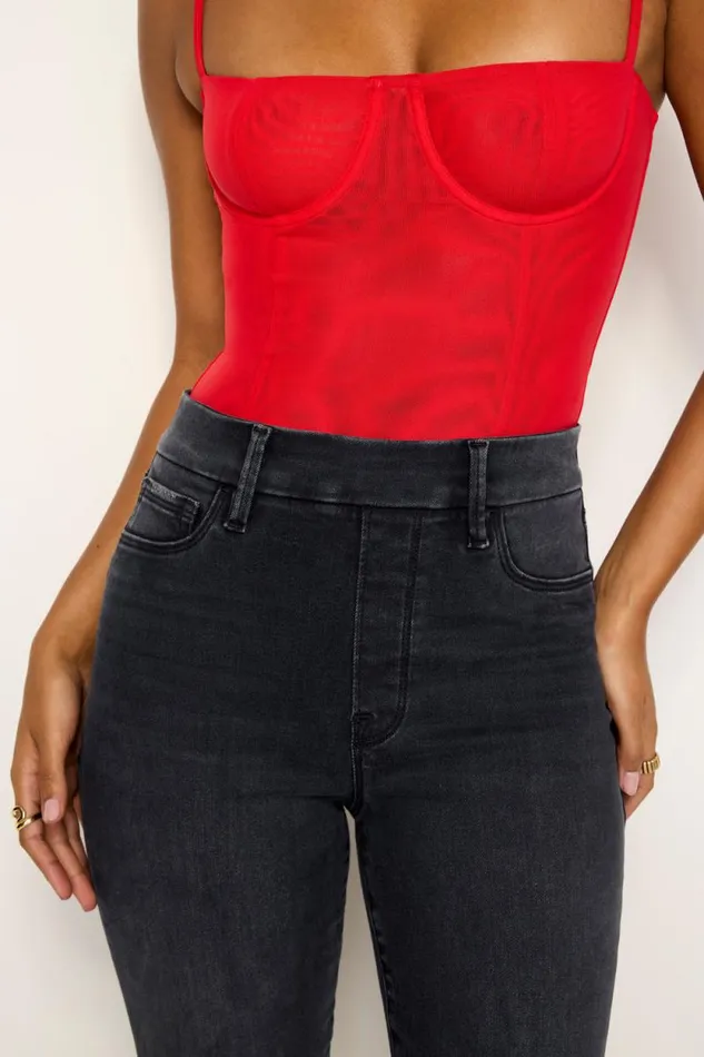 Women GOOD AMERICAN Jeans POWER STRETCH PULLON STRAIGHTJEANS Black255