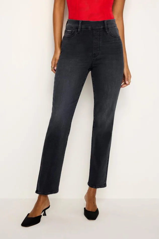 Women GOOD AMERICAN Jeans POWER STRETCH PULLON STRAIGHTJEANS Black255