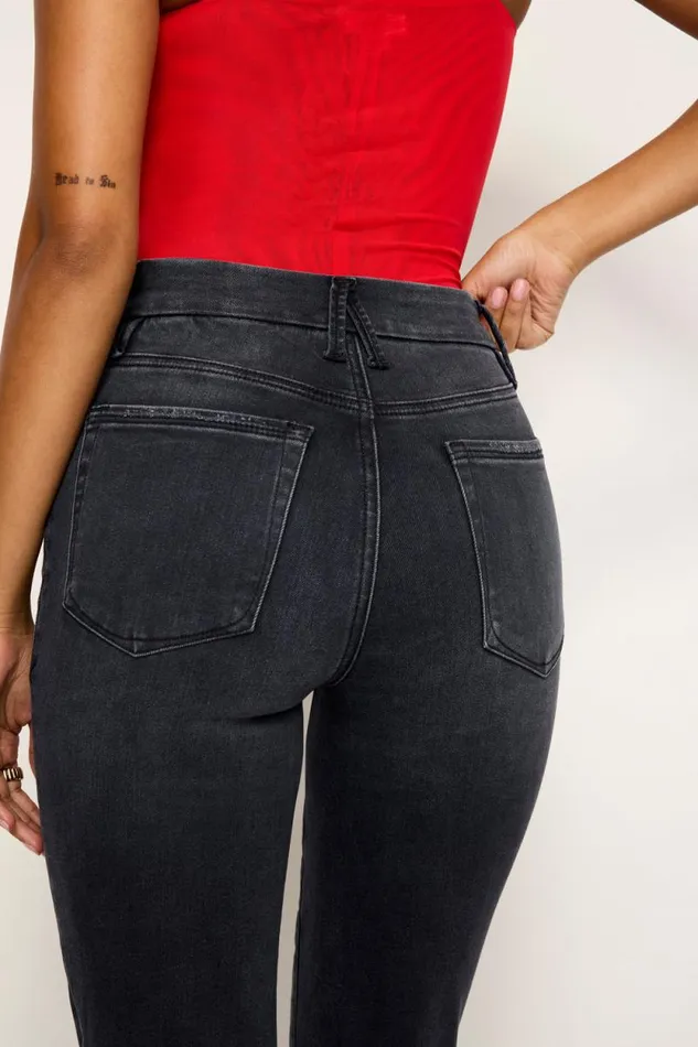 Women GOOD AMERICAN Jeans POWER STRETCH PULLON STRAIGHTJEANS Black255