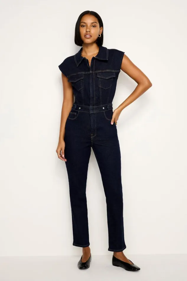 Women GOOD AMERICAN Jumpsuits RINSED DENIM FIT FOR SUCCESSJUMPSUIT Indigo716