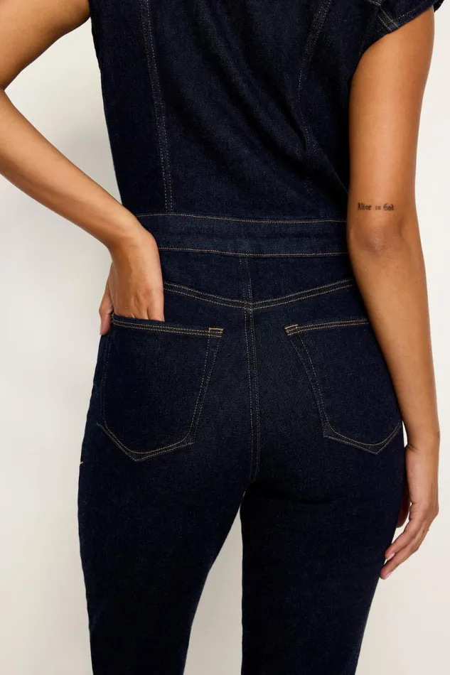 Women GOOD AMERICAN Jumpsuits RINSED DENIM FIT FOR SUCCESSJUMPSUIT Indigo716