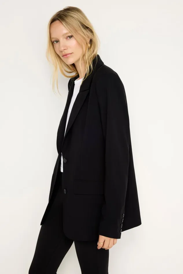 Women GOOD AMERICAN Outerwear ESSENTIAL SUITING OVERSIZEDBLAZER Black001