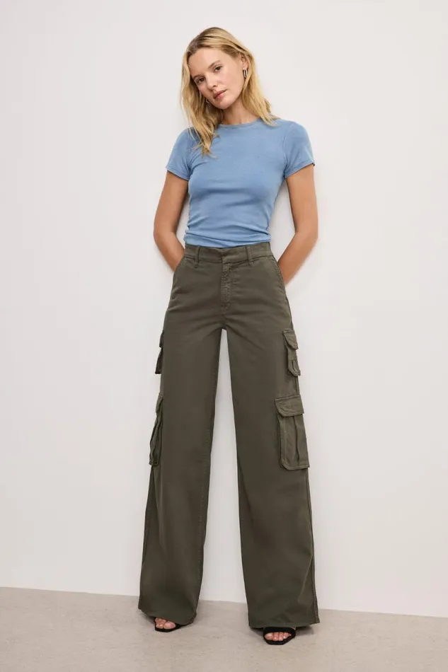 Women GOOD AMERICAN Pants GOOD SKATE TWILL CARGOPANTS Fatigue001