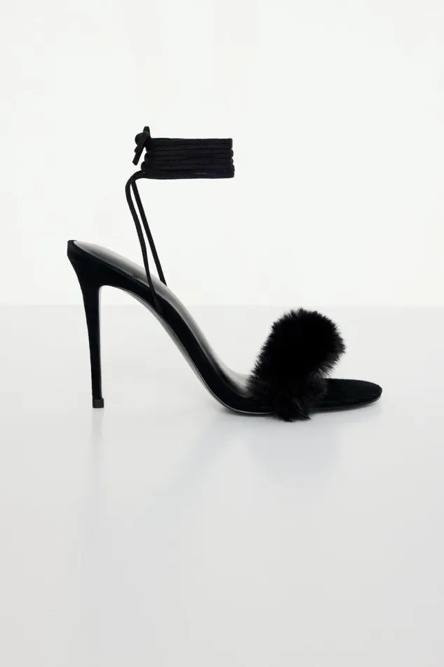 Women GOOD AMERICAN Shoes FUR WRAPHEELS Black001