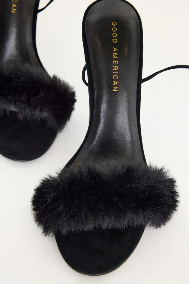 Women GOOD AMERICAN Shoes FUR WRAPHEELS Black001