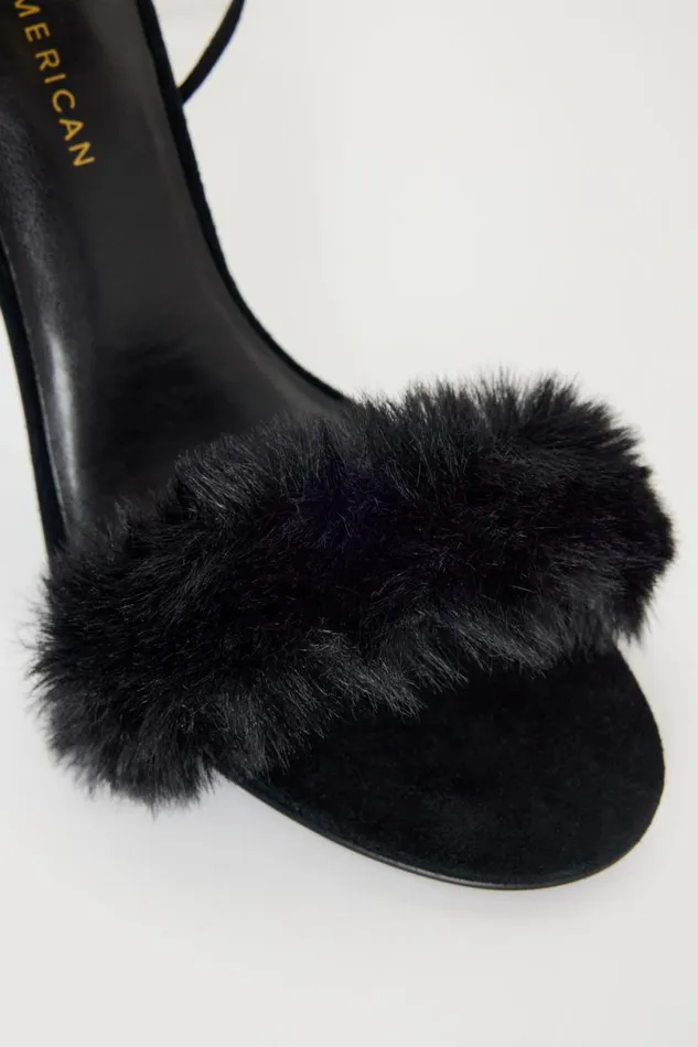Women GOOD AMERICAN Shoes FUR WRAPHEELS Black001