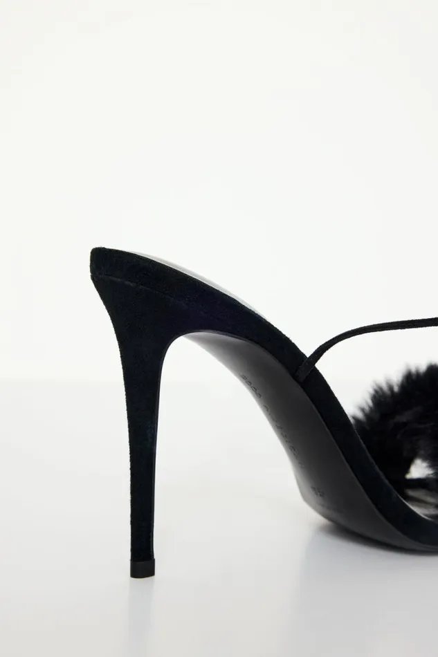 Women GOOD AMERICAN Shoes FUR WRAPHEELS Black001