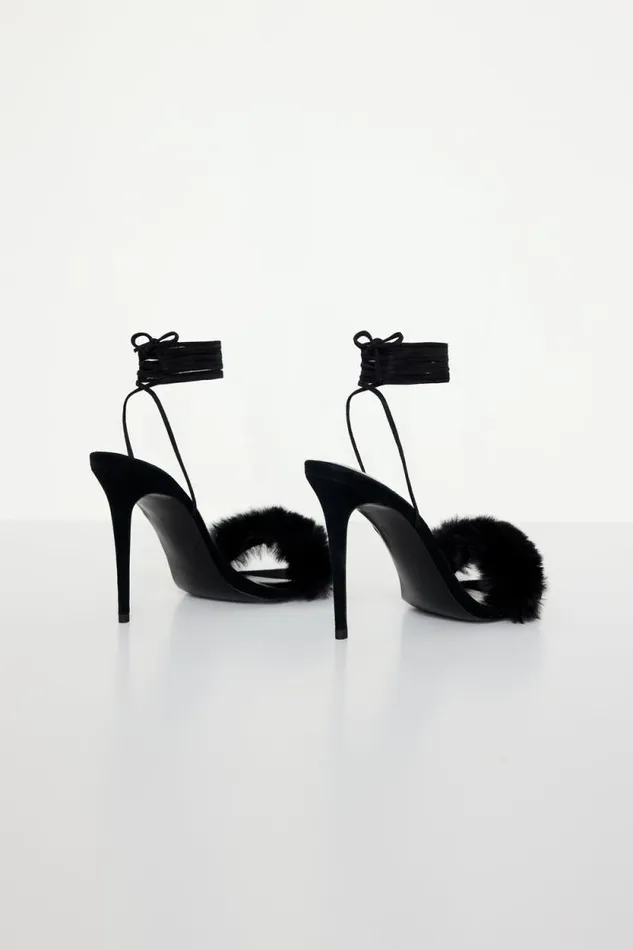 Women GOOD AMERICAN Shoes FUR WRAPHEELS Black001