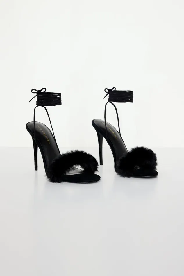 Women GOOD AMERICAN Shoes FUR WRAPHEELS Black001