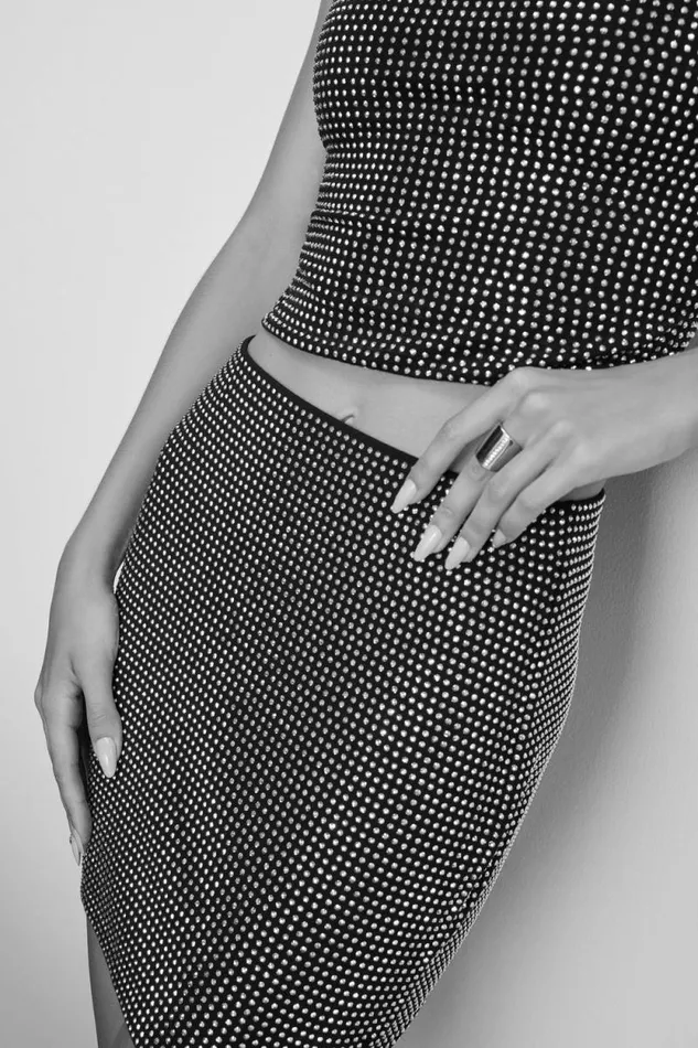 Women GOOD AMERICAN Shorts and Skirts CRYSTAL MINISKIRT Black001