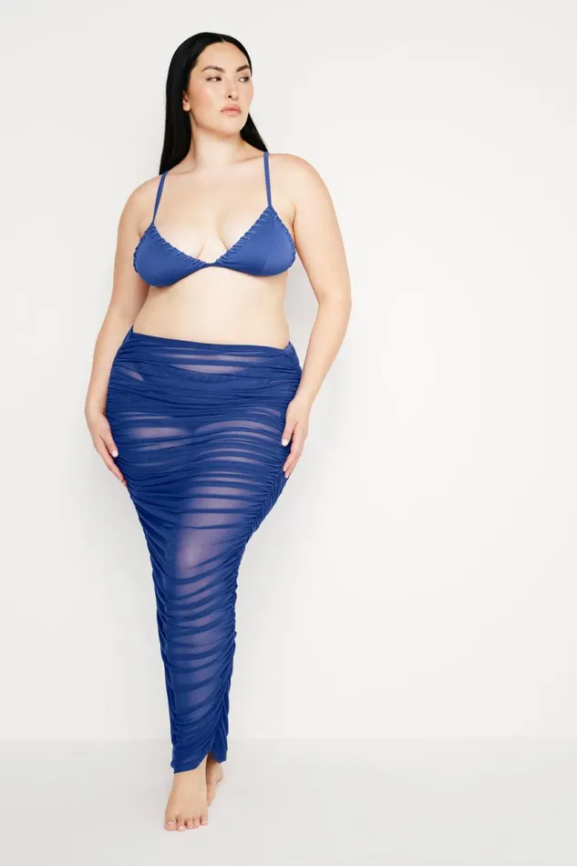 Women GOOD AMERICAN Shorts and Skirts MESH RUCHEDSKIRT Capri Blue004