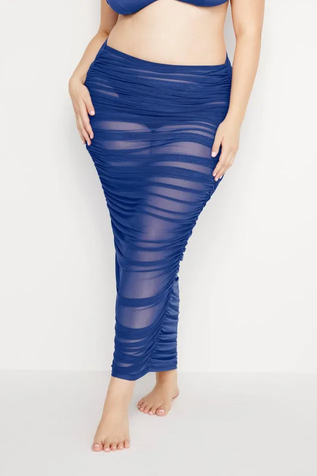 Women GOOD AMERICAN Shorts and Skirts MESH RUCHEDSKIRT Capri Blue004