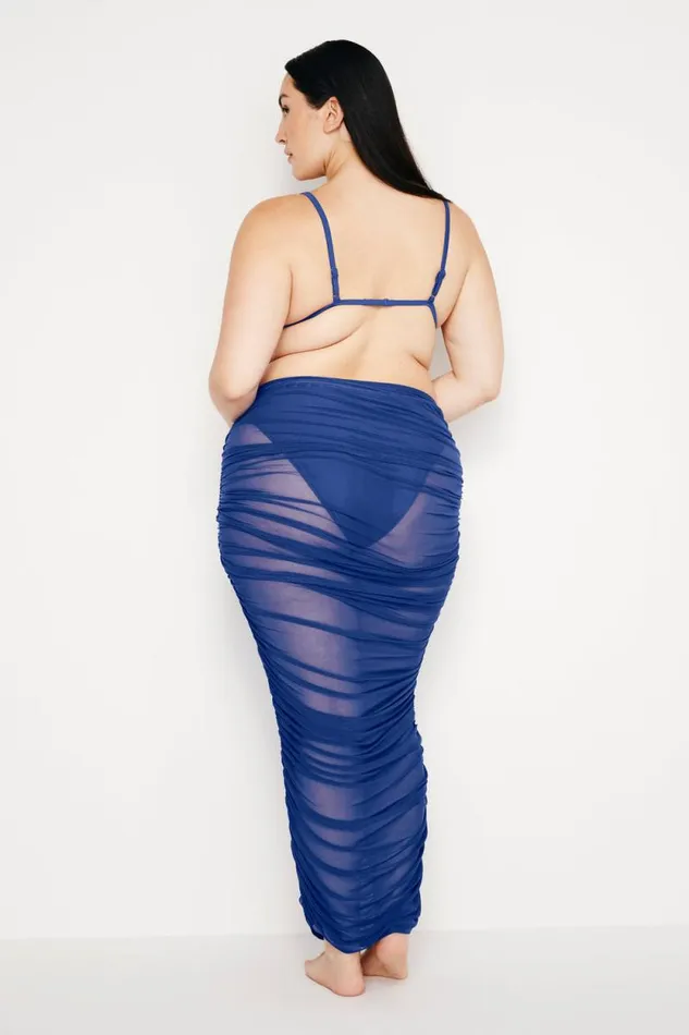 Women GOOD AMERICAN Shorts and Skirts MESH RUCHEDSKIRT Capri Blue004